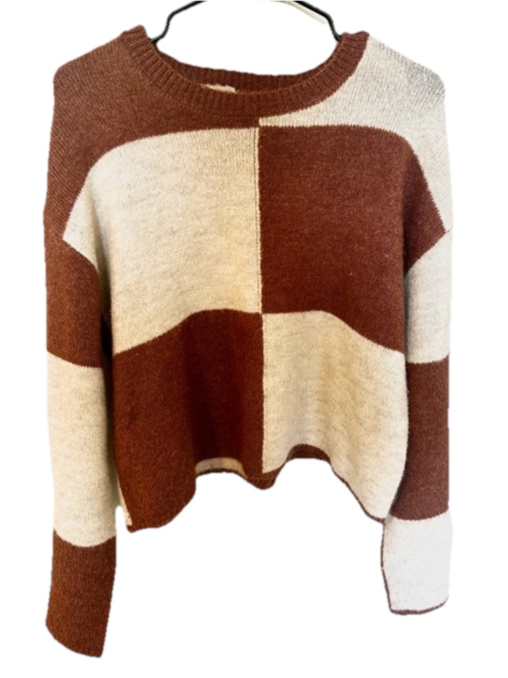 Z Supply Brown & Cream Blocked Crewneck Sweater